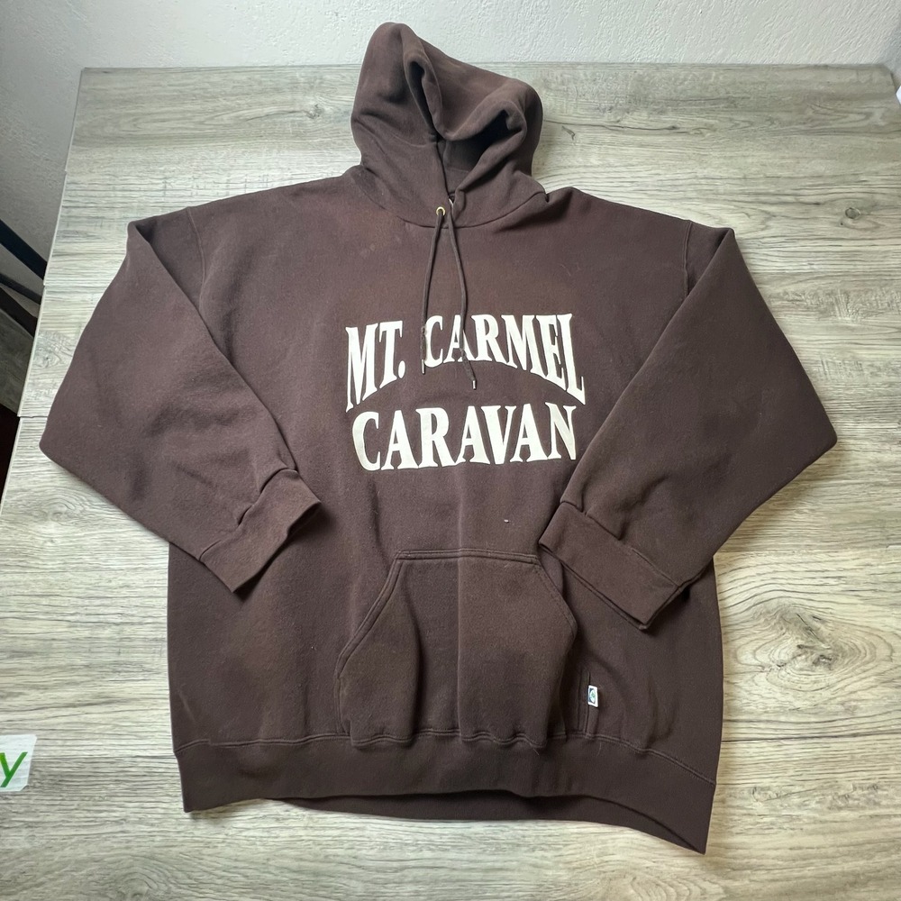 Discus Athletic Hoodie Mens 2XL Brown Mt Carmel Caravan Vintage 90s Made in USA